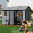 thumbnail image 1 of Akaber 10x8 FT Resin Shed and Outdoor Storage with Floor, Plastic Weather-Resistant Garden Tool Sheds with Lockable Door, 1 of 8