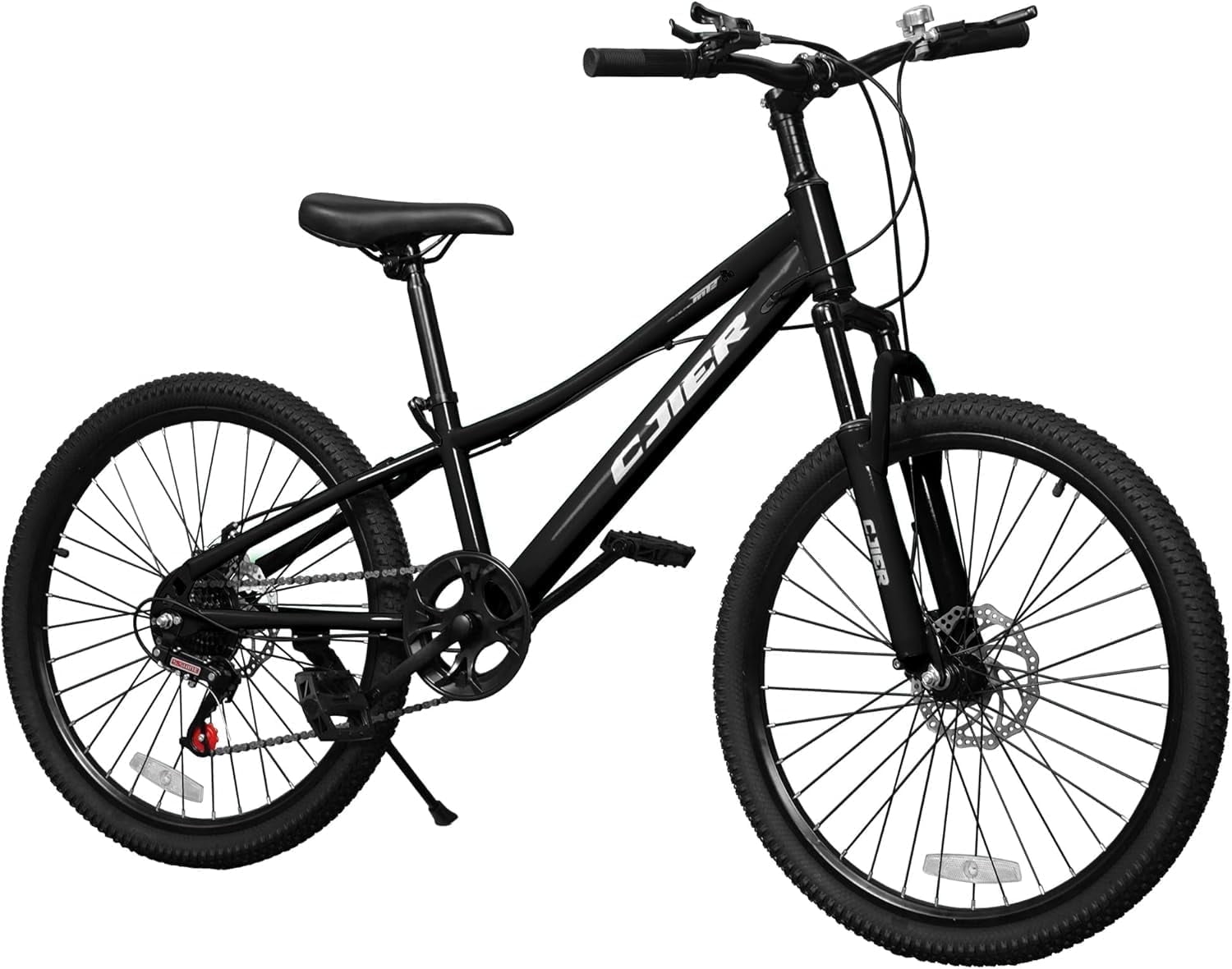 Akaber 24" Mountain Bike for 6-12, 7 Speeds Drivetrain, Bicycle with Suspension Fork, Dual-Disc Brake, Anti-Slip Butyl Tires, Black