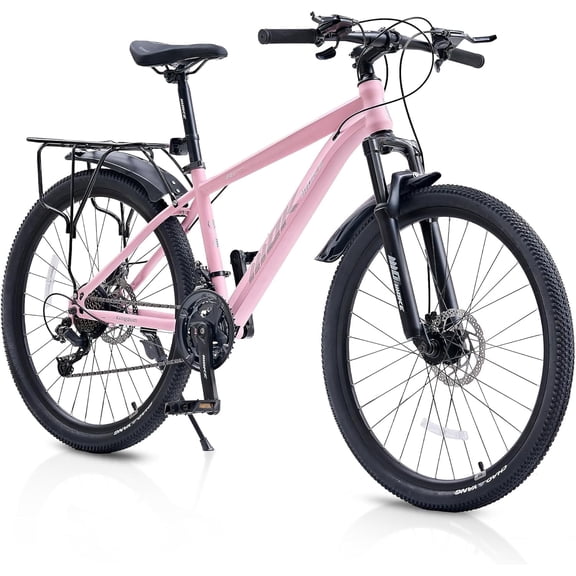 Akaber 24" Mountain Bike, Bicycles with 21-Speed Drivetrain, Suspension Fork, Dual Disc Brakes, Rear Rack