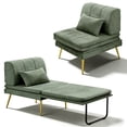 thumbnail image 1 of Akaber 3-in-1 Futon Sofa Bed, Chenille Sleeper Chair with Back Support & Pillow, Wood Frame, Metal Legs, 1 of 10