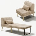 thumbnail image 1 of Akaber 3-in-1 Futon Sofa Bed, Chenille Sleeper Chair with Back Support & Pillow, Wood Frame, Metal Legs, 1 of 10