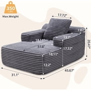 Akaber 31 W Sleeper Couch, Chaise Lounge Chair Indoor, Soft Corduroy Boneless Reading Chairs for Living Room, Bedroom, Movie Room Grey, Small