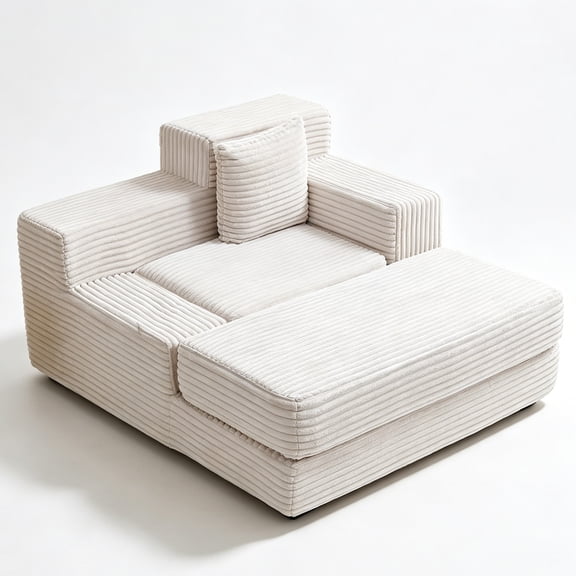 Oversized Modern Boneless Chair with 2 Pillows, Akaber 60'' Sofa Bed, Sleeper Couch with Dual-Height Armrests, Lounge Chair for Bedroom