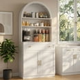 thumbnail image 1 of Akaber 71"H Pantry Cabinets with Doors and Shelves, Arched Modern Pantry Cabinets for Kitchen Storage with 1 Big Drawer and Spacious Countertop, White, 1 of 8