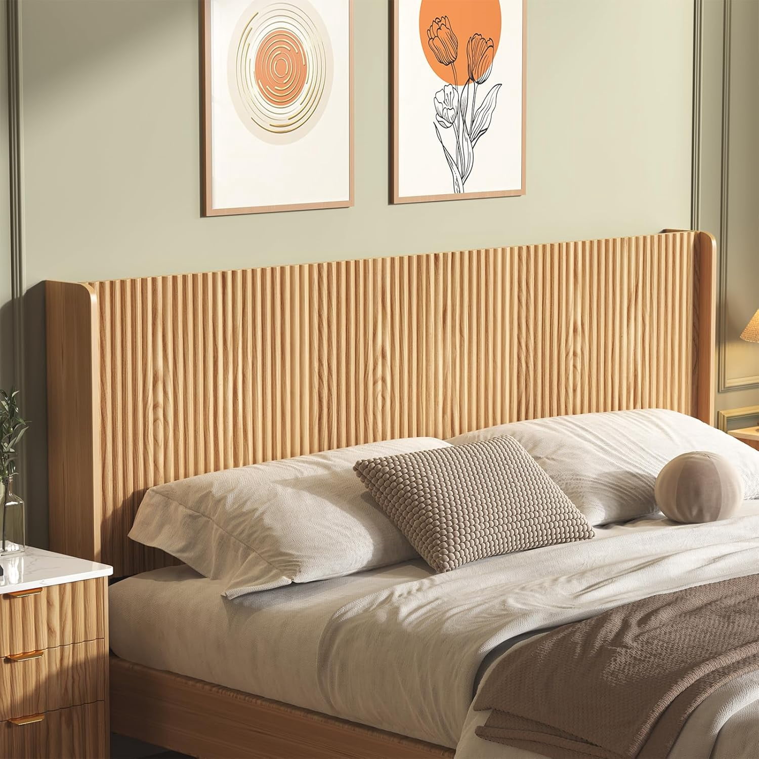 Akaber 80.3" King Headboard with Charging Stations - Wall Mounted Boho Bed Headboard, Modern Farmhouse Style for King Size Beds (Headboard Only) - Walmart.com