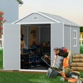 thumbnail image 1 of Akaber 8x6 FT Resin Shed and Outdoor Storage with Floor, Plastic Weather-Resistant Garden Tool Sheds with Lockable Door, 1 of 8