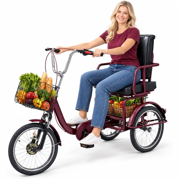 Akaber Adult Tricycle, 18 Inch 3-Wheel Bikes, Low Step-Through Trike for Adults with Wider and Thicker Adjustable Seat, Cruiser Bike with Front and Rear Baskets for Adults, Easy Assembly Video Guide