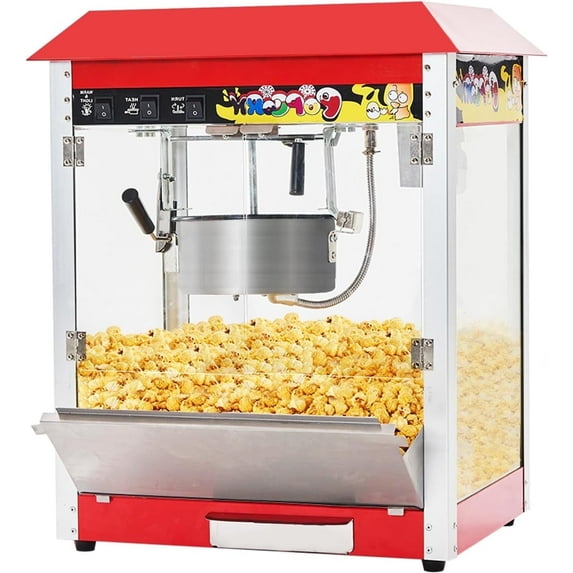 Akaber Commercial Popcorn Machine, 10 Oz Kettle, 1300W Countertop Popcorn Maker for 60 Cups per Batch, Movie Theater Popcorn Popper with 3-Switch Control, 2 Scoops 1 Cup