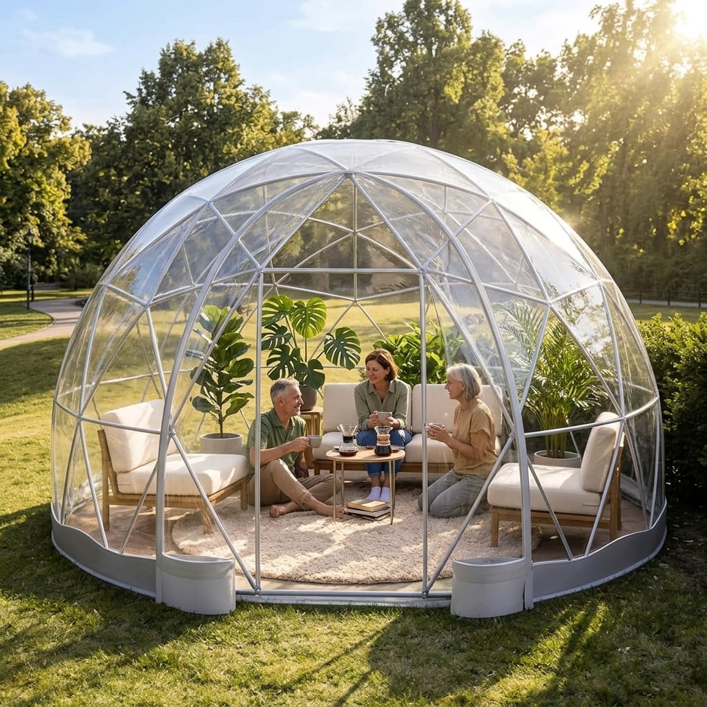 Akaber Garden Dome Tent, Outdoor Transparent Bubble Tent for 2-8 People, TPU Greenhouse Igloo Tent with 2 Window for Patio, Camping, Events