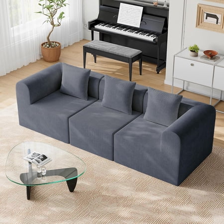 Akaber Modular Sectional Couches for Living Room with Deep Seat, 94.5'' 3 Seats L-Shape Cloud Sofa Couch, High Density Memory Foam, Boneless Upholstered Couches, Easy Assembly (Dark Gray)