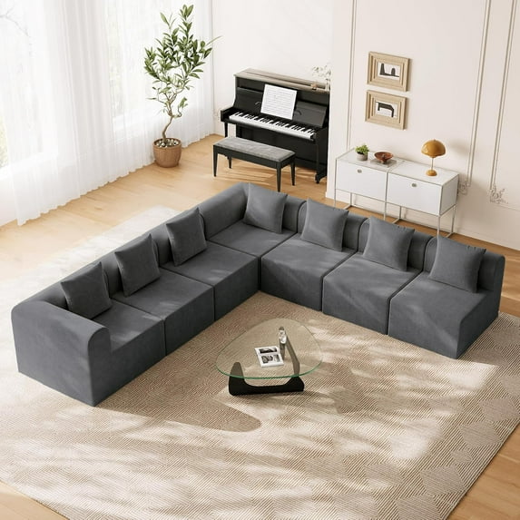 Akaber Modular Sectional Couches for Living Room, L-Shape Cloud Sofa Couch with Deep Seat, High Density Memory Foam, Boneless Upholstered Couches(Dark Gray)