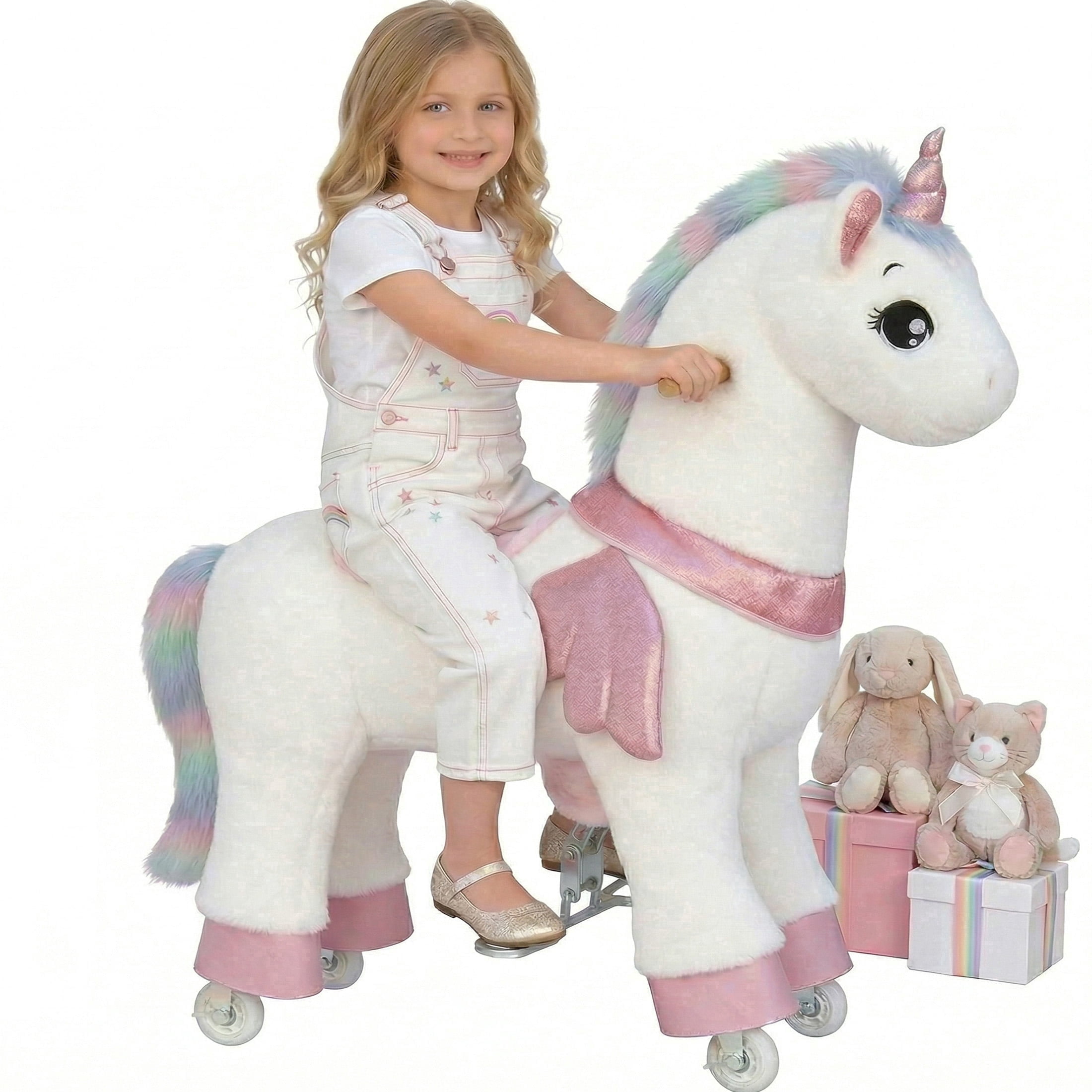 Akaber Ride on Unicorn for Kids, Riding Horse Toy for Age 4-9, 36.6'' H ...