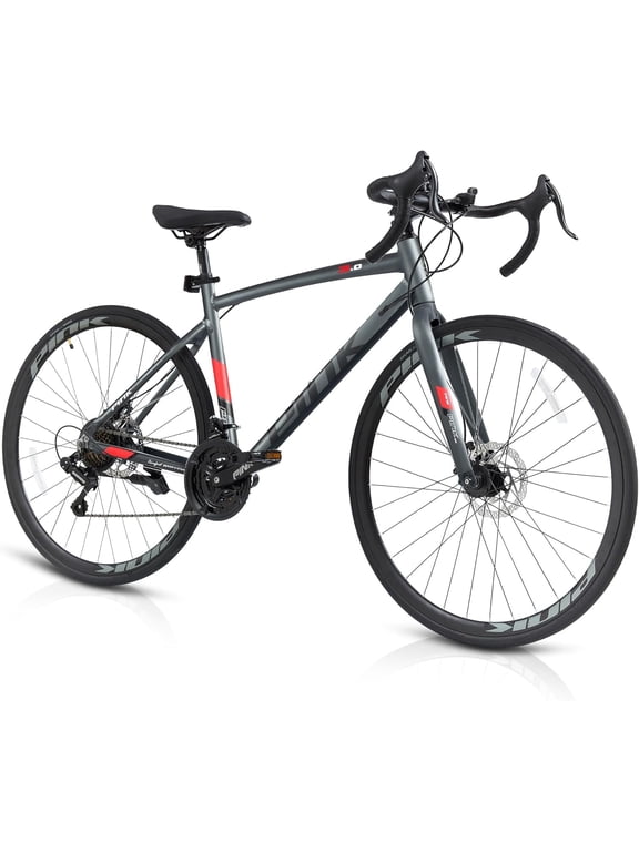 Road Bike, 700C Hybrid Bike for Men & Women, Adult Bike with 21-Speed Shimano Drivetrain, Lightweight Aluminum Frame, Commuter Bicycle
