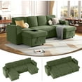 thumbnail image 1 of Akaber Sectional Sleeper Sofa, 4 Seats Modular L Shaped Cloud Couch with Pull Out Sofa Bed, Storage Chaise, USB Charging, Adjustable Backrest, 1 of 9