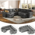 thumbnail image 1 of Akaber Sectional Sleeper Sofa, 7 Seats Modular U Shaped Cloud Couch with Pull Out Sofa Bed, Storage Chaise, USB Charging, Adjustable Backrest, 1 of 9