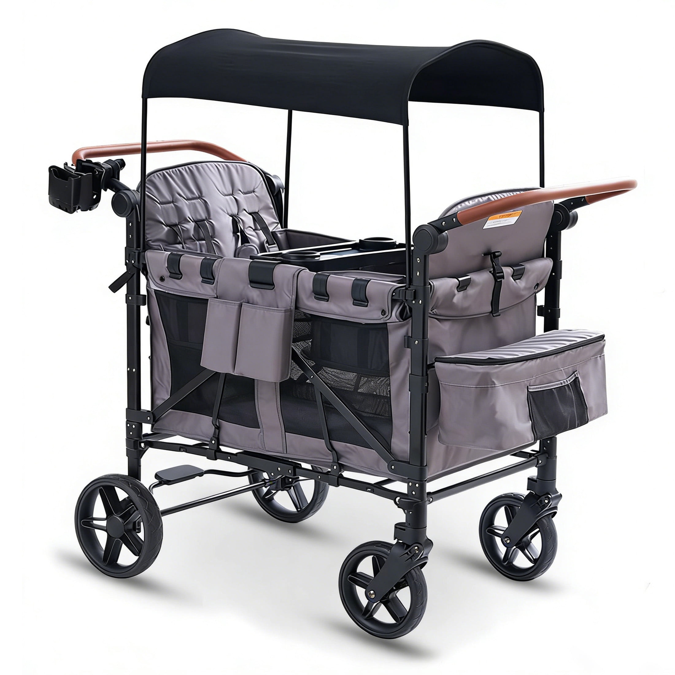 Akaber, Stroller Wagon for 4 Kids, 4-Seater, Foldable with Snack