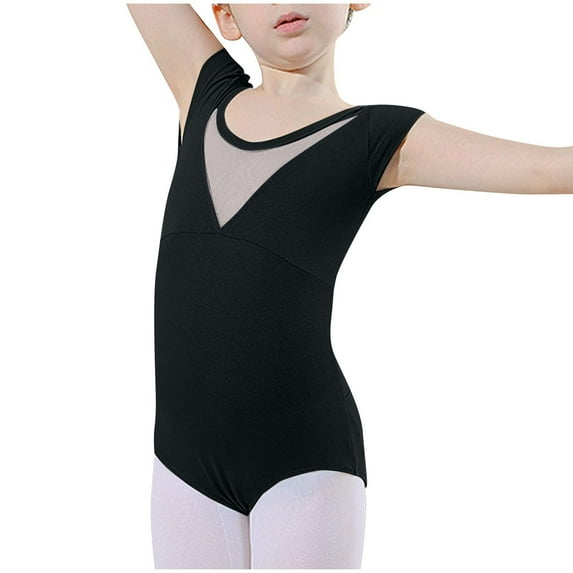 Akafmk Ballets Leotard with Shorts,Summer Short Sleeve Dance Gymnastics Unitards,Breathable Practice Bodysuit (Toddler Girl's or Girl's),Sizes 5-18 Years