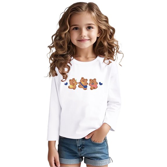 Akafmk Boys and Girls Casual Undershirt,Comfortable Lightweight Basic Shirts,Fashion Round Neck Graphic Print Undershirt Long Sleeve Underscrubs Basic Tee 2-3 Years