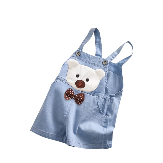 Akafmk Cute Print Denim Overalls Shorts,Summer Casual One-Piece Jumpsuit,Stylish Outdoor Play Bottoms (Toddler Girl's or Girl's)