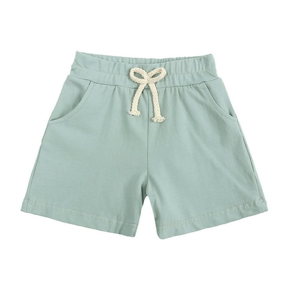 Akafmk Elastic Waist Shorts,Solid Color Casual Bottoms with Pockets,Stylish Daily Playwear (Toddler Girl's or Girl's),Sizes 6 Months-5 Years