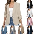 thumbnail image 1 of Akafmk Fall/Winter Blazers for Women Lightweight Open Front Cardigan Jacket,Dressy Casual Business Work Jacket,Solid Color Long Sleeve Suit Jacket, 1 of 4