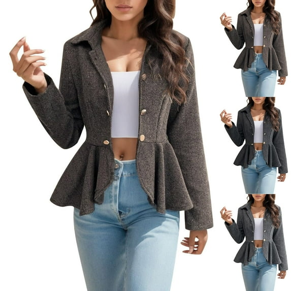 Akafmk Fall/Winter Blazers for Women Lightweight Open Front Cardigan Jacket,Dressy Casual Business Work Jacket,Solid Color Long Sleeve Suit Jacket