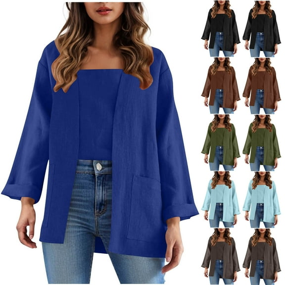 Akafmk Fall/Winter Fall Plus Size Cardigans for Women,Lightweight Open-Front Cardigan,Solid Color Long Sleeve Casual Lightweight Knit Sweater Office Cardigan