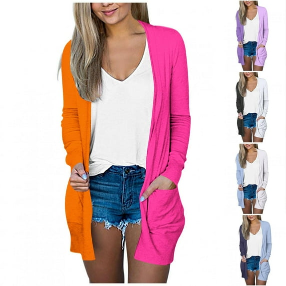 Akafmk Fall/Winter Fall Plus Size Cardigans for Women,Lightweight Open-Front Cardigan,Solid Color Long Sleeve Casual Lightweight Knit Sweater Office Cardigan
