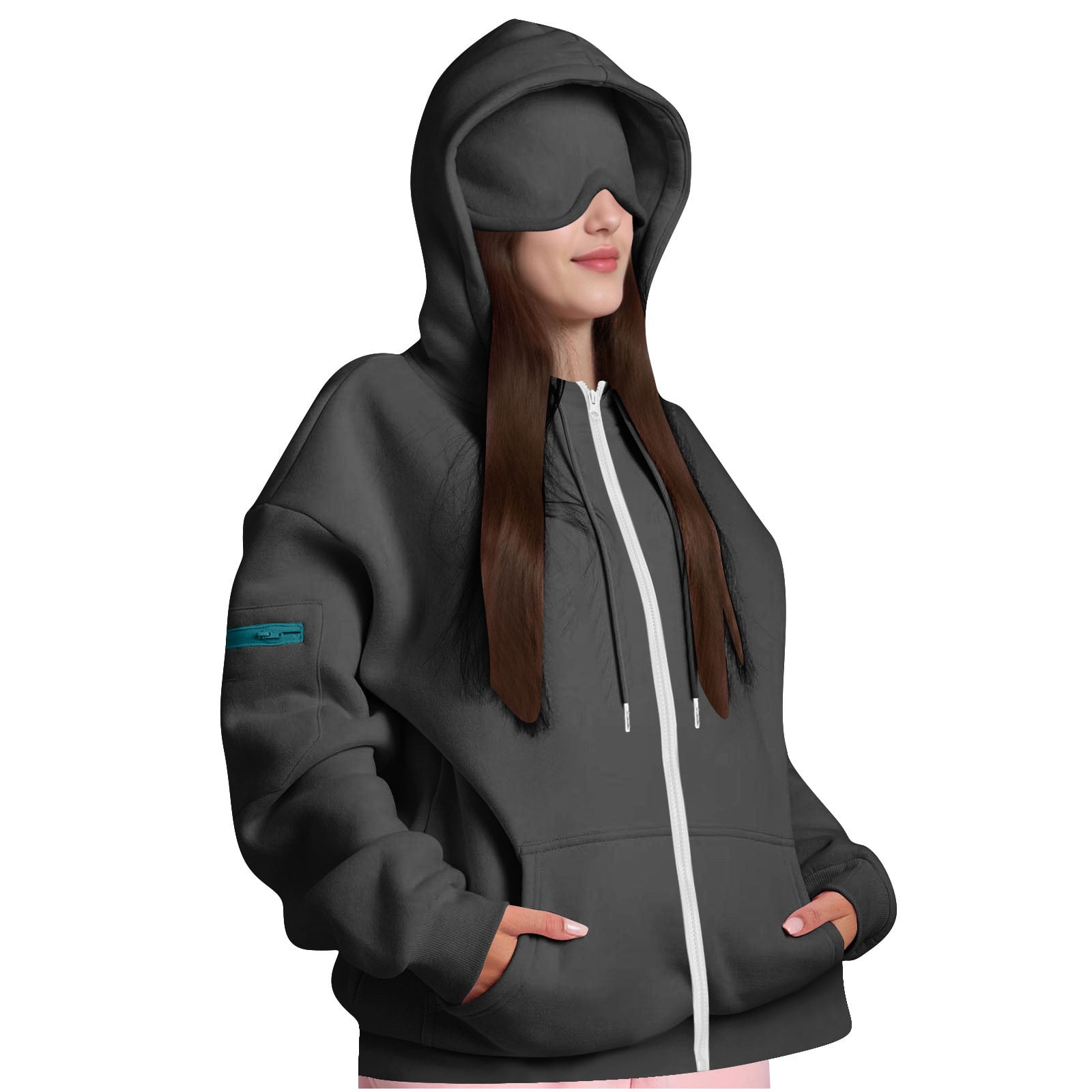 Oversized Zip-Up Hoodie for Women With Pockets Relaxed Fit Cozy Comfort Everyday Streetwear