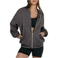 thumbnail image 1 of Akafmk Fall/Winter Oversized Women's Zip Up Sweatshirt,Womens Casual Sweatshirt,Solid Color Long Sleeve Casual Daily Wear Workout Athleisure Jacket, 1 of 1