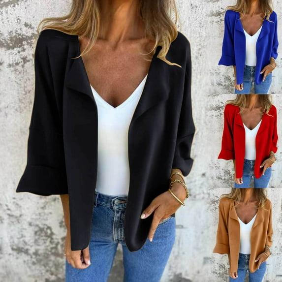 Akafmk Fall/Winter Plus Size Womens Cardigan Sweaters,Women's Open Front Cardigan Sweater,Solid Color Long Sleeve Fall Knit Cardigan Casual Daily Cardigan