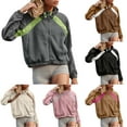 thumbnail image 1 of Akafmk Fall/Winter Plus Size Womens Fleece Jackets,Womens Winter Warm Coats,Solid Color Long Sleeve Loose Outdoor Sherpas Jacket Teddy Coat, 1 of 4