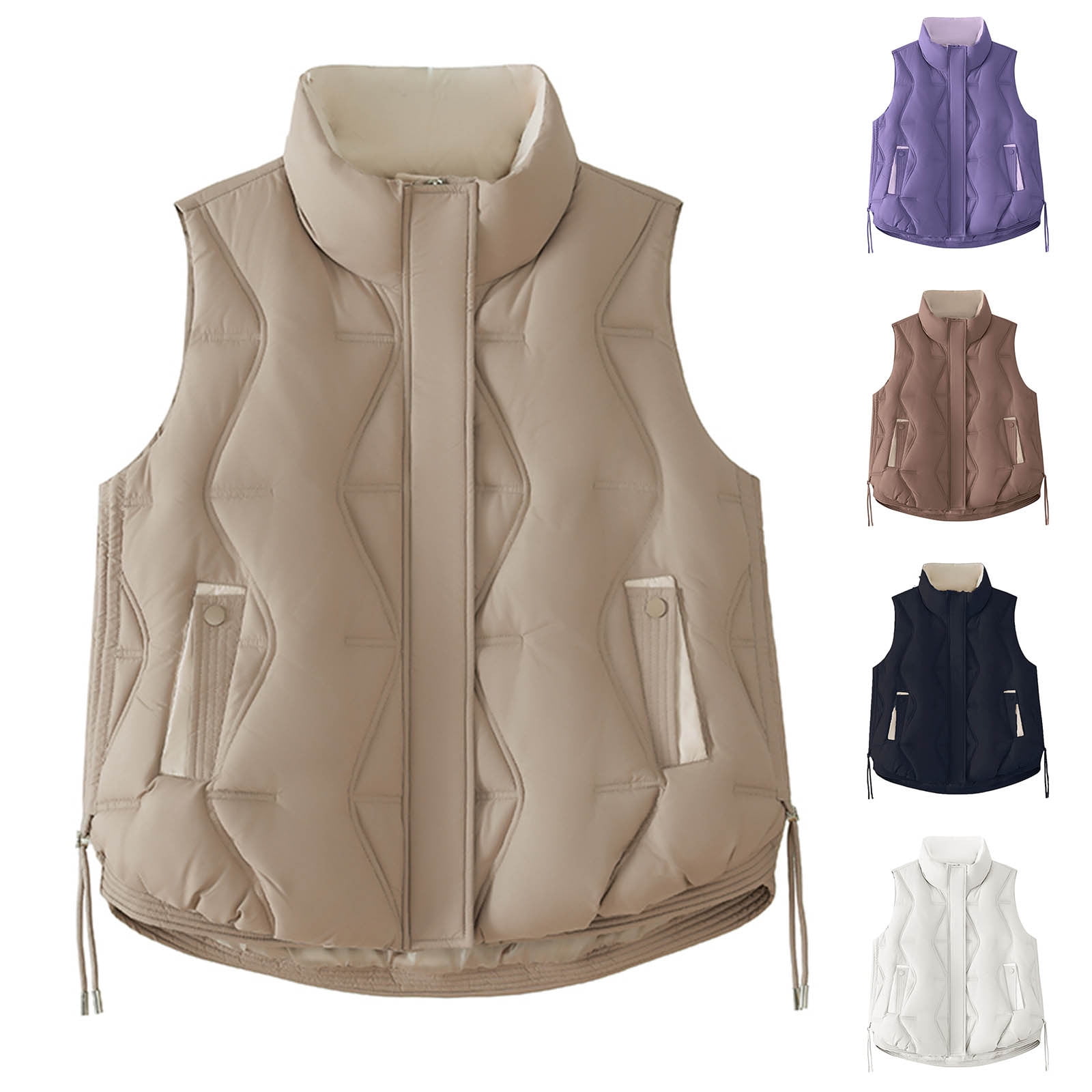 Akafmk Fall/Winter Puffer Vests for Women,Sleeveless Winter Down Jacket ...