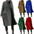 thumbnail image 1 of Akafmk Fall/Winter Women's Wool Coat,Tweed Coat Maxi Wool Overcoat,Solid Color Long Sleeve Office Wool Blazer Streetwear Tweed Jacket, 1 of 4