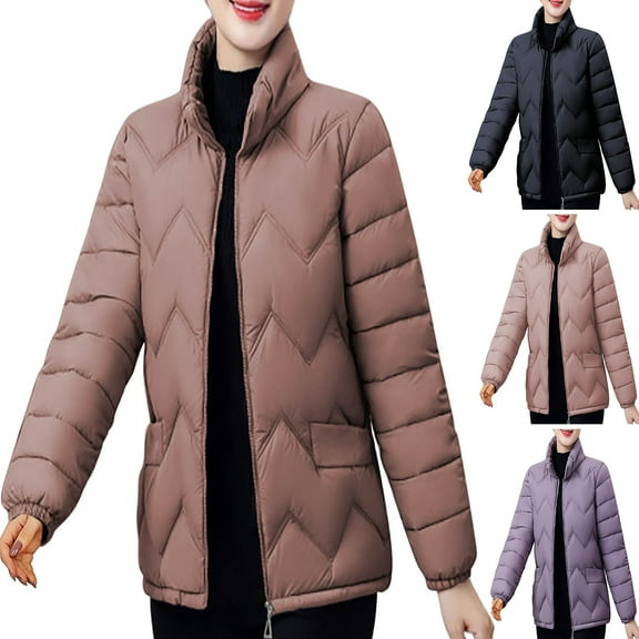 Akafmk Fall/Winter Womens Puffer Jackets Coats,Womens Winter Puffer Parka,Solid Color Long Sleeve Winter Warm Down Coat Cold Weather Parka