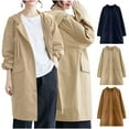 thumbnail image 1 of Akafmk Fall/Winter Womens Trench Coats,Womens Waterproof Double-Breasted Knee-Length Trench Coat,Solid Color Long Sleeve Loose Outdoor Windbreaker Hiking Jackets, 1 of 4