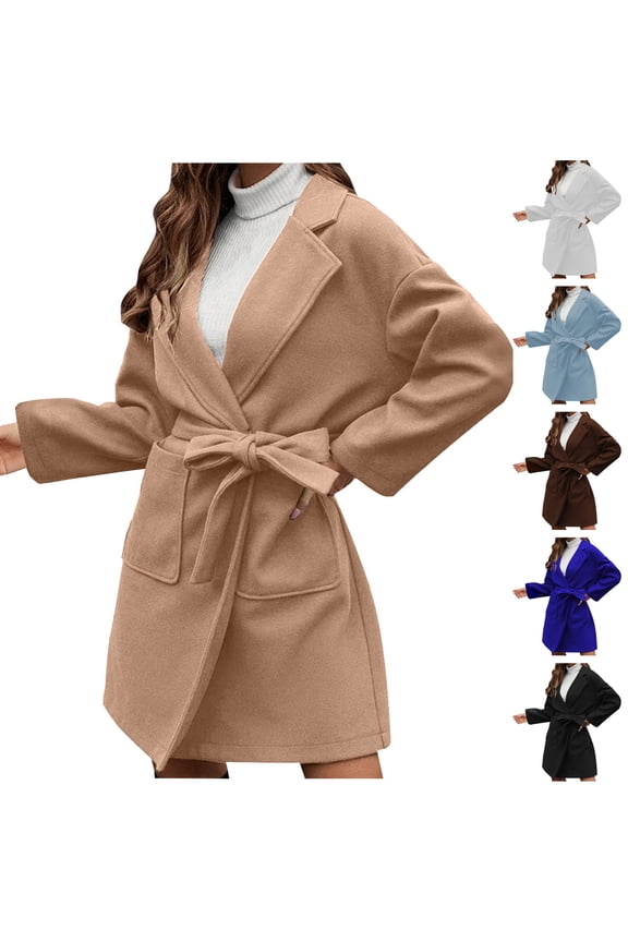 Fall/Winter Womens Trench Coats,Womens Waterproof Double-Breasted Knee-Length Trench Coat,Solid Color Long Sleeve Loose Outdoor Windbreaker Hiking Jackets