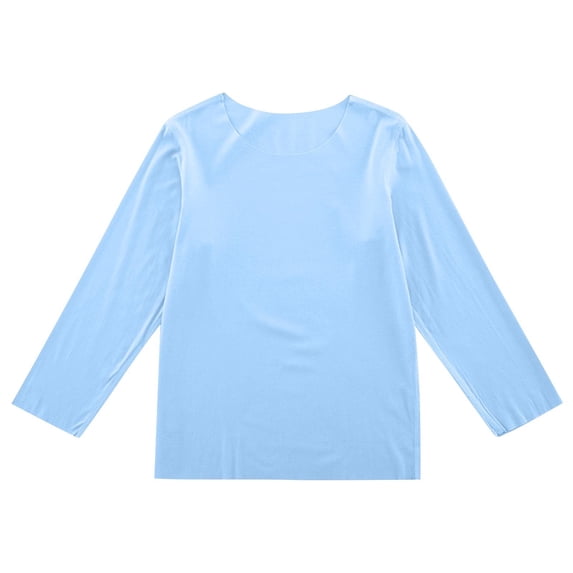 Akafmk Girls Casual Undershirt,Comfortable Lightweight Basic Shirts,Fashion Round Neck Solid Color Undershirt Long Sleeve Underscrubs Basic Tee 12-13 Years