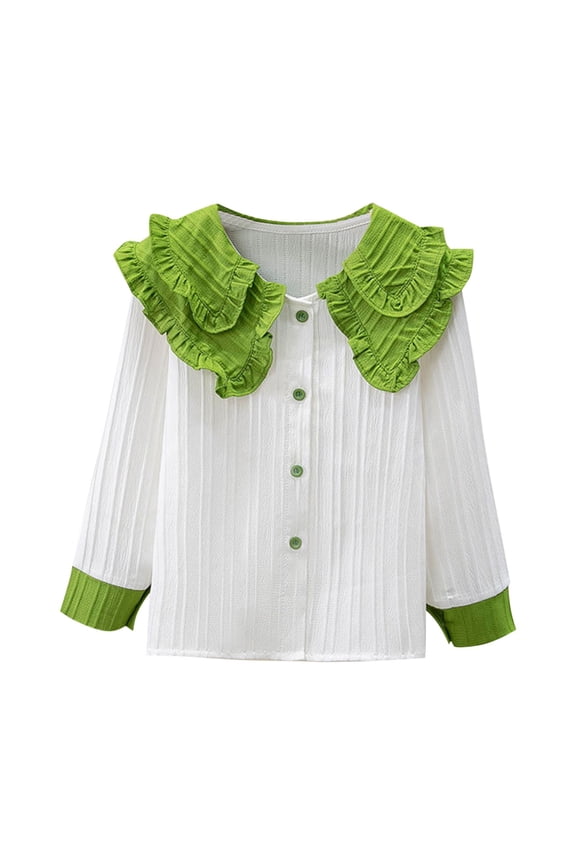 Girls Casual Undershirt,Comfortable Lightweight Basic Shirts,Fashion Turndown Collar Solid Color Undershirt Long Sleeve Underscrubs Basic Tee 4-5 Years