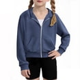 thumbnail image 1 of Akafmk Girls Zip Up Hoodies,Girls Long Sleeve Sweatshirts Jackets,Girls Zip Up Cropped Hoodies Long Sleeve Casual Sweatshirts Jacket with Pockets 4-12 Years Comfy Cardigan Workout Jacket, 1 of 4