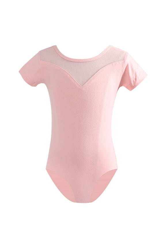 High Stretch Ballets Leotard Shorts,Short Sleeve Backless Gymnastics Unitards for Practice (Toddler Girl's or Girl's),Sizes 3-18 Years