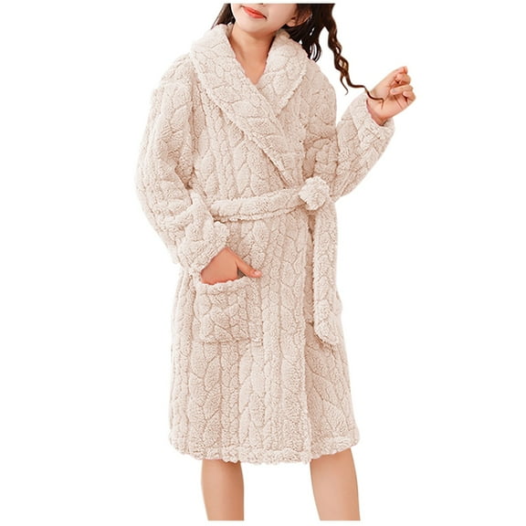 Akafmk Kids Baby Toddler Boys Girls Robes,Children's Sleeping Robe Girls' Coral Velvet Bathrobe Medium To Long Winter Flannel Winter Thick Velvet Home Clothes Pajamas