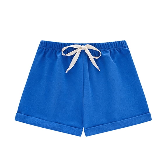 Akafmk Kids Cotton Loungwear Shorts Solid Color Soft Comfortable Loose Fitting Sleepwear Short Pants (Toddler Girl's or Girl's),Sizes 5-6 Years