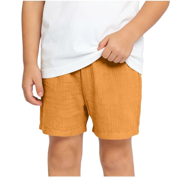 Akafmk Kids Linen Shorts Solid Elastic Waist Summer Outdoor Casual Short Pants (Toddler Boy's or Boy's),Sizes 2-3 Years
