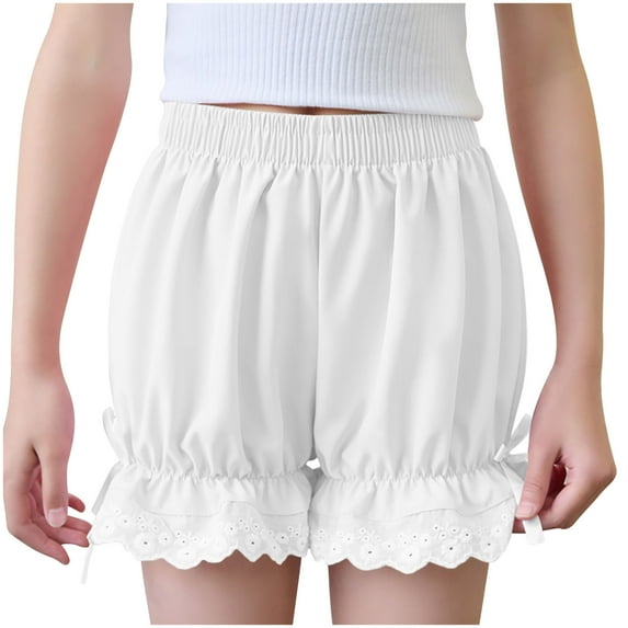 Akafmk Lace Trims Safety Shorts,Summer Thin Loose Leggings,Versatile Casual Outerwear Bottoms (Toddler Girl's or Girl's),Sizes 4-16 Years
