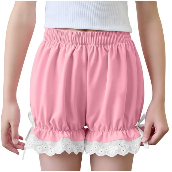 Akafmk Lace Trims Safety Shorts,Summer Thin Loose Leggings,Versatile Casual Outerwear Bottoms (Toddler Girl's or Girl's),Sizes 4-16 Years