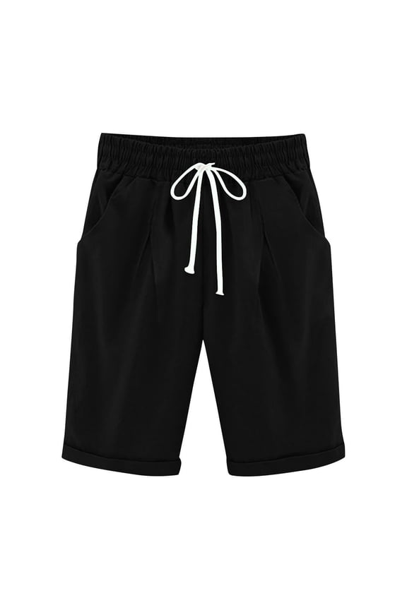 Linen Pleated Capris,Summer Elastic Waist Bottoms with Pockets,Casual Athletic Play Pants (Toddler Girl's or Girl's),Sizes 4-15 Years