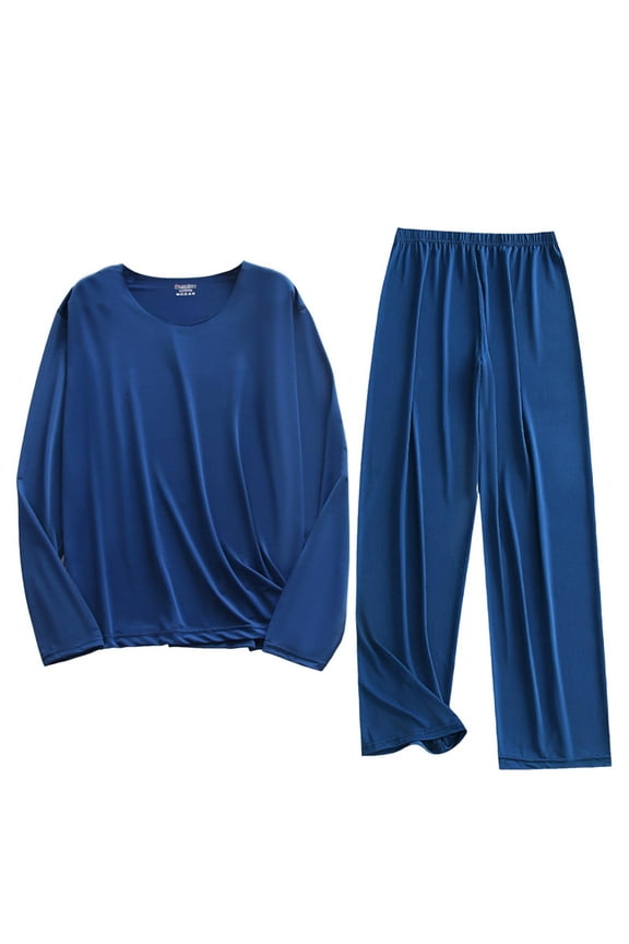 Men's Long Sleeve Pajama Sets,Cotton Pajamas for Men Set,Long Sleeve Sleep Tee and Sleepwear Pants 2 Piece Loungewear Set Soft Comfy Nightwear