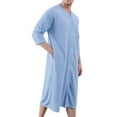 thumbnail image 1 of Akafmk Men's Long Sleeves Pajama Tops,Men's Cotton Sleepwear T-Shirt,Loose and Casual Cardigan-style Pajamas Bathrobes and Nightgowns Made of Viscose Rayon, 1 of 2