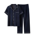 thumbnail image 1 of Akafmk Men's Short Sleeve Pajama Sets,Cotton Pajamas for Men Set,Short Sleeve Sleep Tops and Sleepwear Pants 2 Piece Loungewear Set Soft Comfy Nightwear, 1 of 3